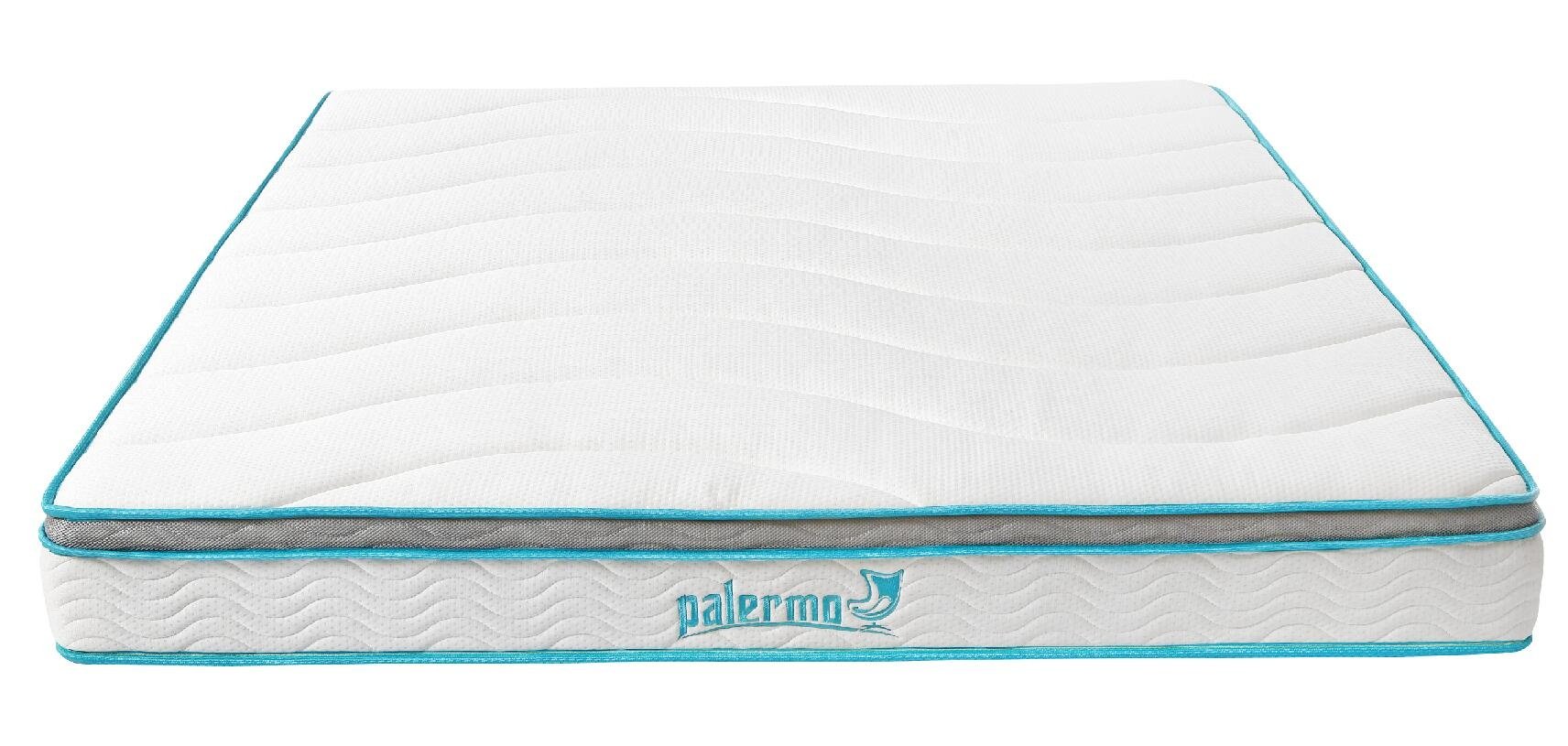 Palermo King 20cm Memory Foam and Innerspring Hybrid Mattress showcasing its plush quilted top and sturdy steel spring support.