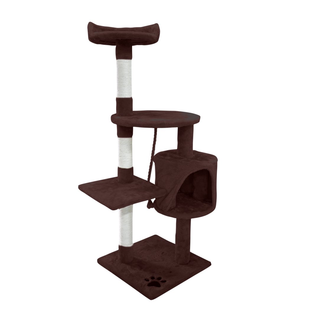 PaWz 1.1M Cat Scratching Post Tree with plush upholstery and sisal-wrapped poles, designed for climbing and scratching.