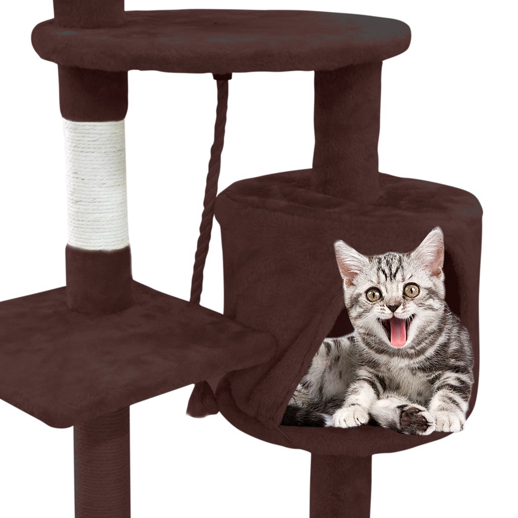 PaWz 1.1M Cat Scratching Post Tree with plush upholstery and sisal-wrapped poles, designed for climbing and scratching.