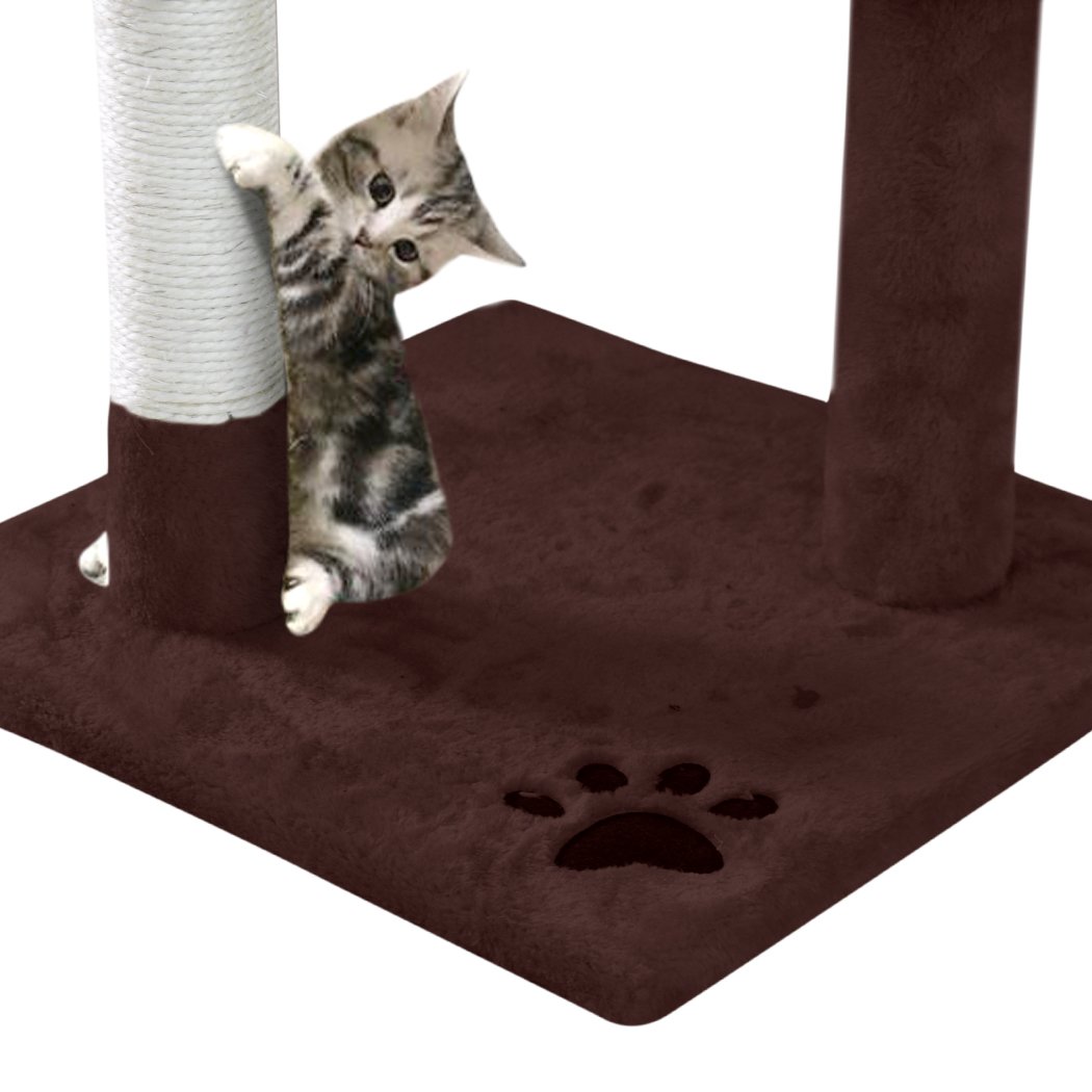 PaWz 1.1M Cat Scratching Post Tree with plush upholstery and sisal-wrapped poles, designed for climbing and scratching.