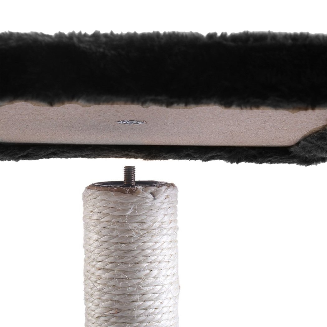 PaWz Cat Scratching Post Tree featuring plush and sisal materials, designed for indoor use, suitable for all cat sizes.