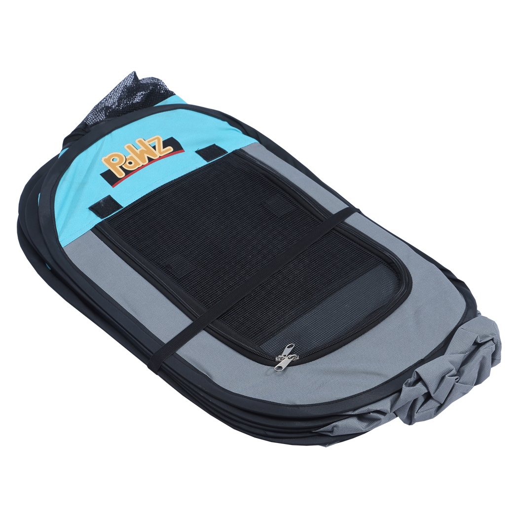 PaWz Dog Playpen in navy color, showcasing its foldable design and spacious 8-panel structure, perfect for pets.