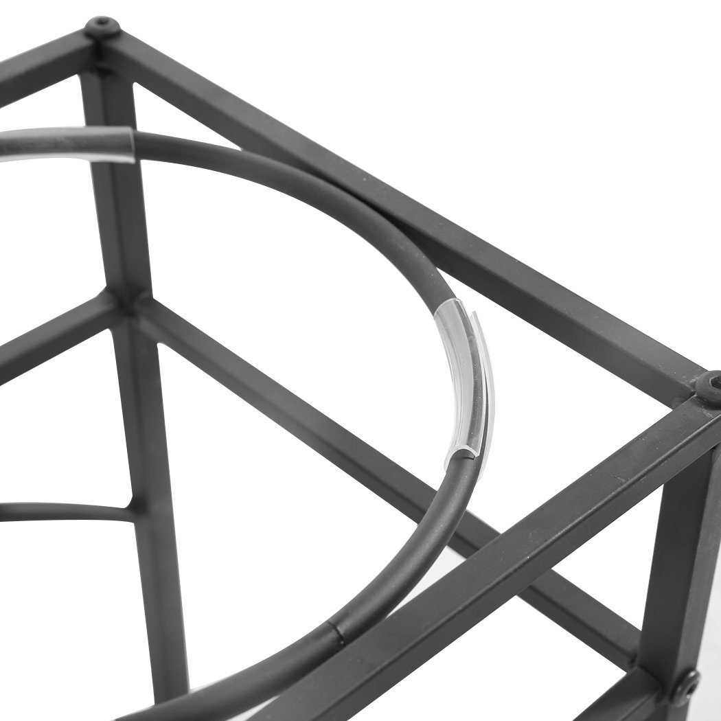 PaWz Dual Elevated Raised Pet Dog Feeder Bowl with stainless steel bowls on a black iron base, stylish and functional design for dogs.