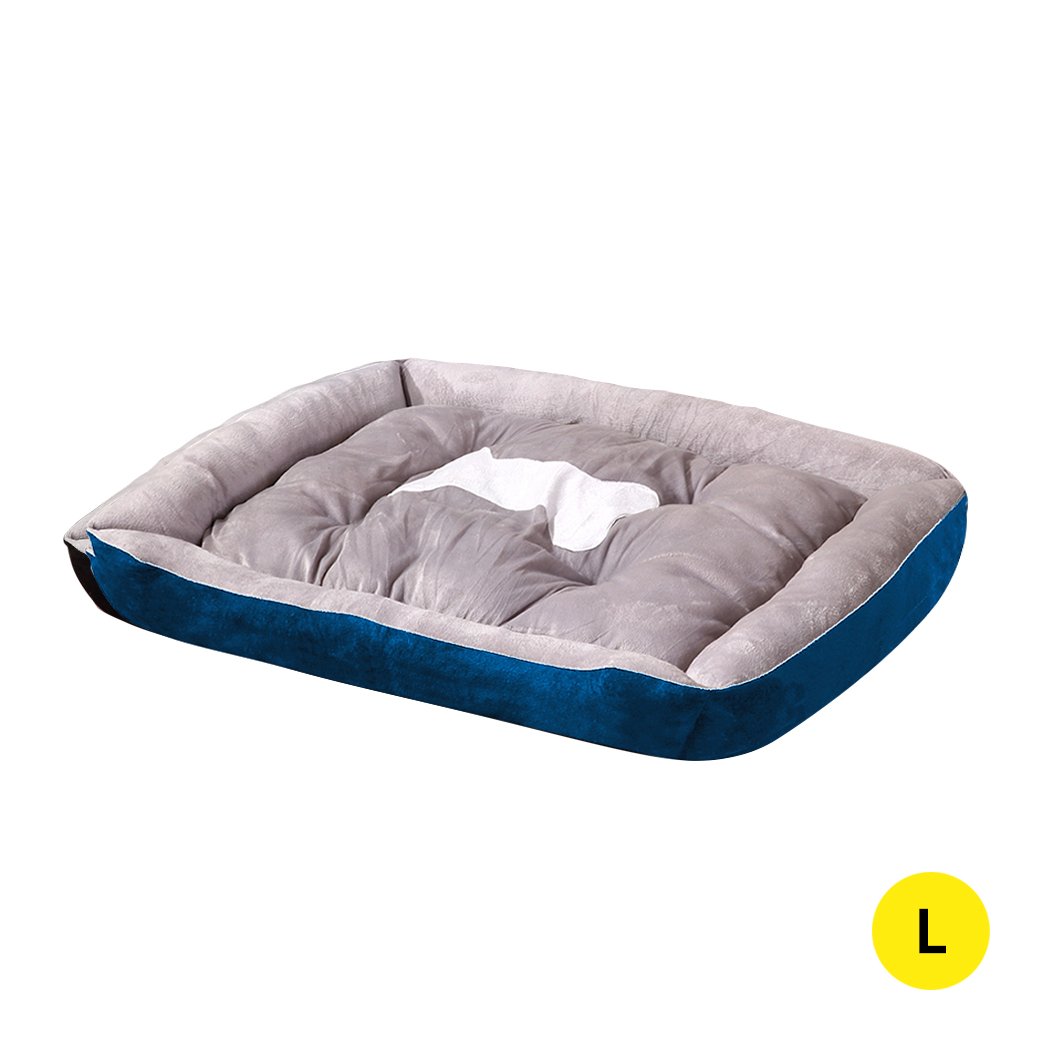 PaWz Pet Bed in navy color, featuring soft padding and non-slip bottom, perfect for dogs and cats.