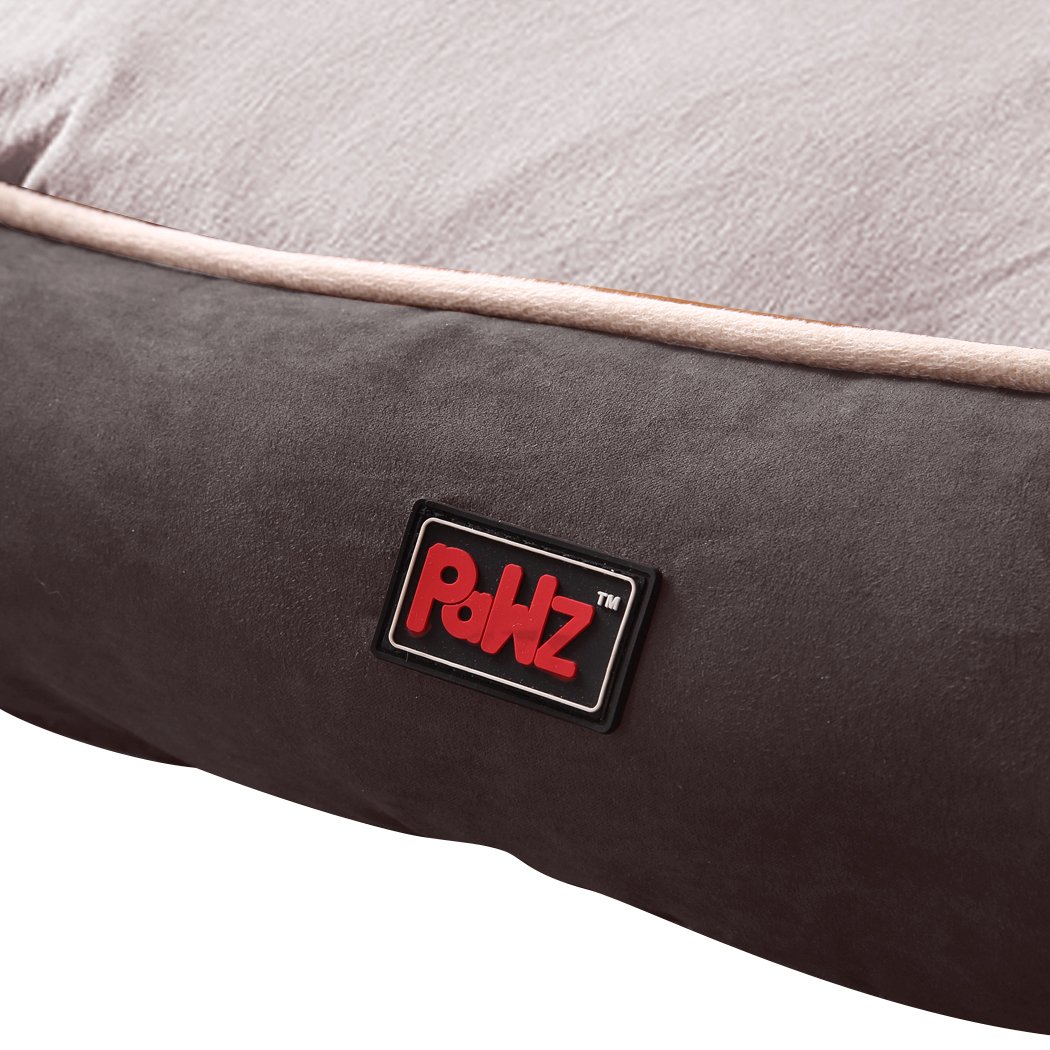PaWz Pet Bed in grey, featuring soft plush material and pillow-like walls for ultimate pet comfort.
