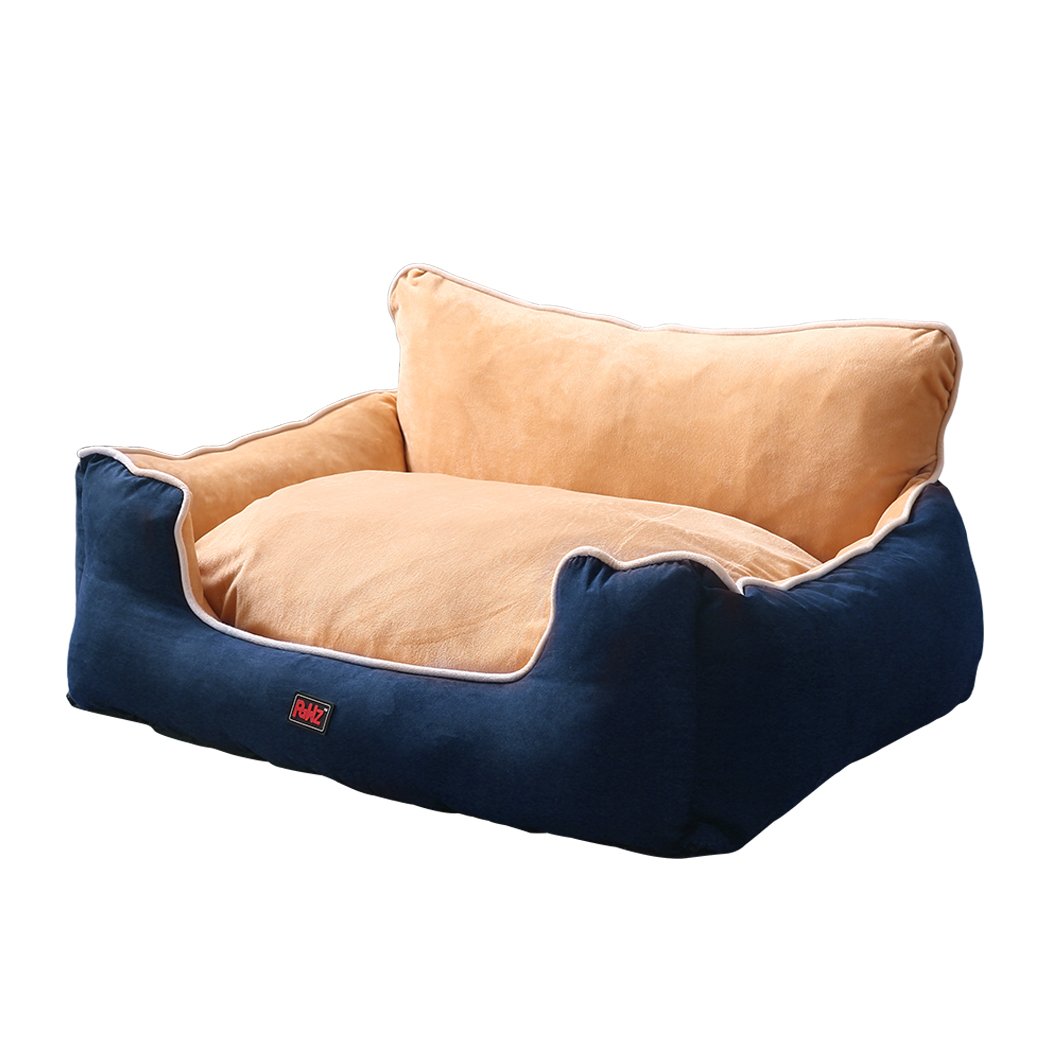 PaWz Pet Bed in blue, featuring soft plush material and pillow-like walls for ultimate pet comfort.
