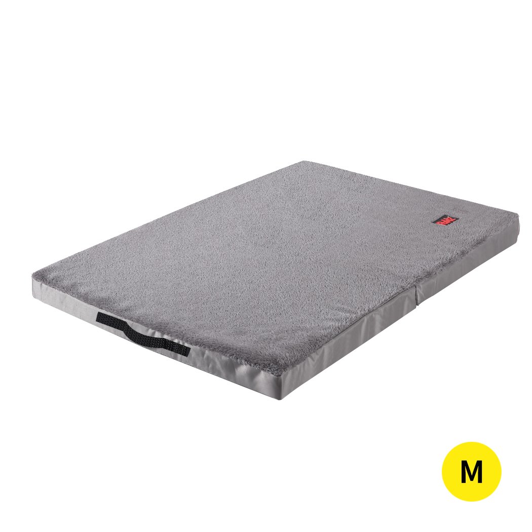 PaWz Foldable Pet Bed in grey, featuring a soft plush surface and portable design, ideal for dogs and cats.