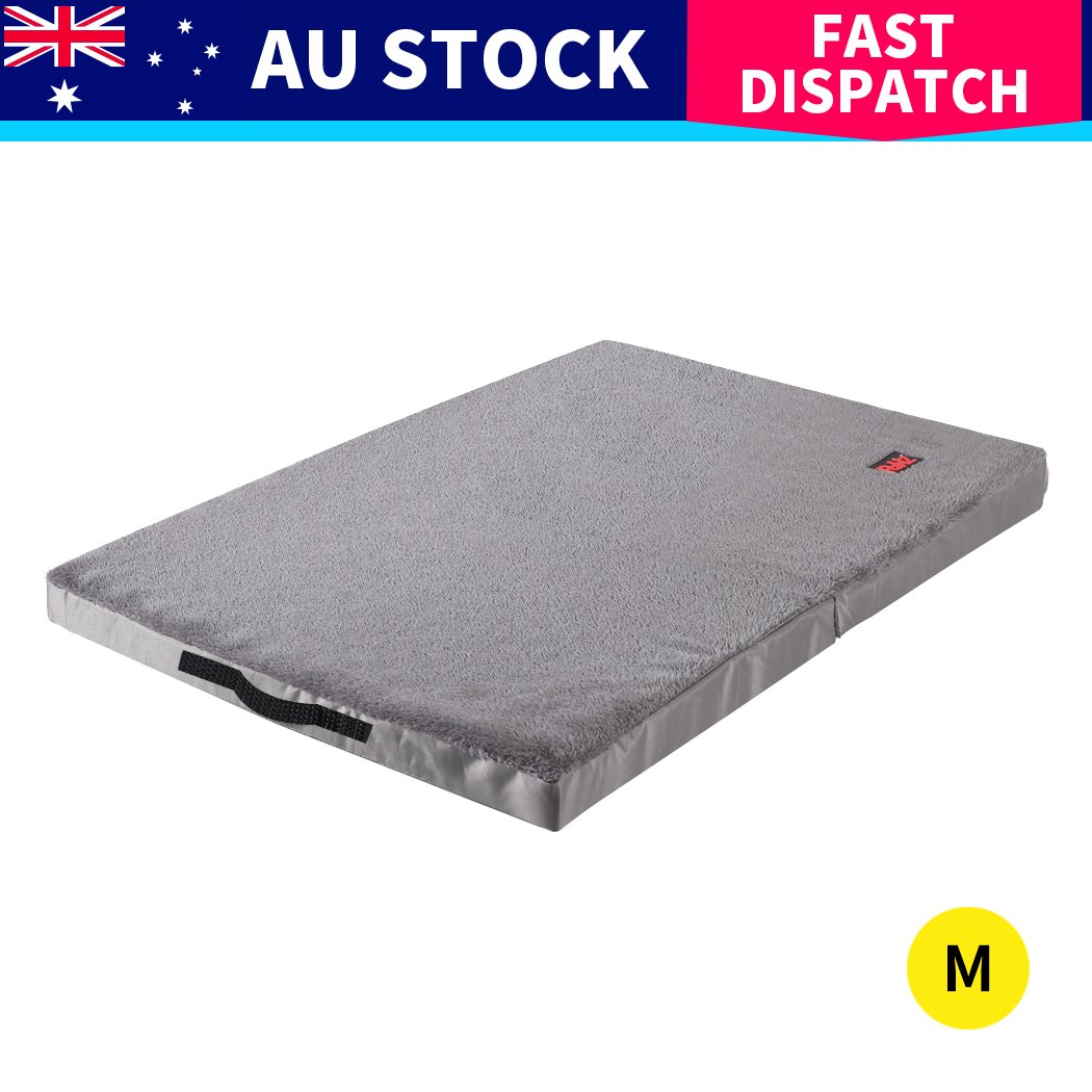 PaWz Foldable Pet Bed in grey, featuring a soft plush surface and portable design, ideal for dogs and cats.