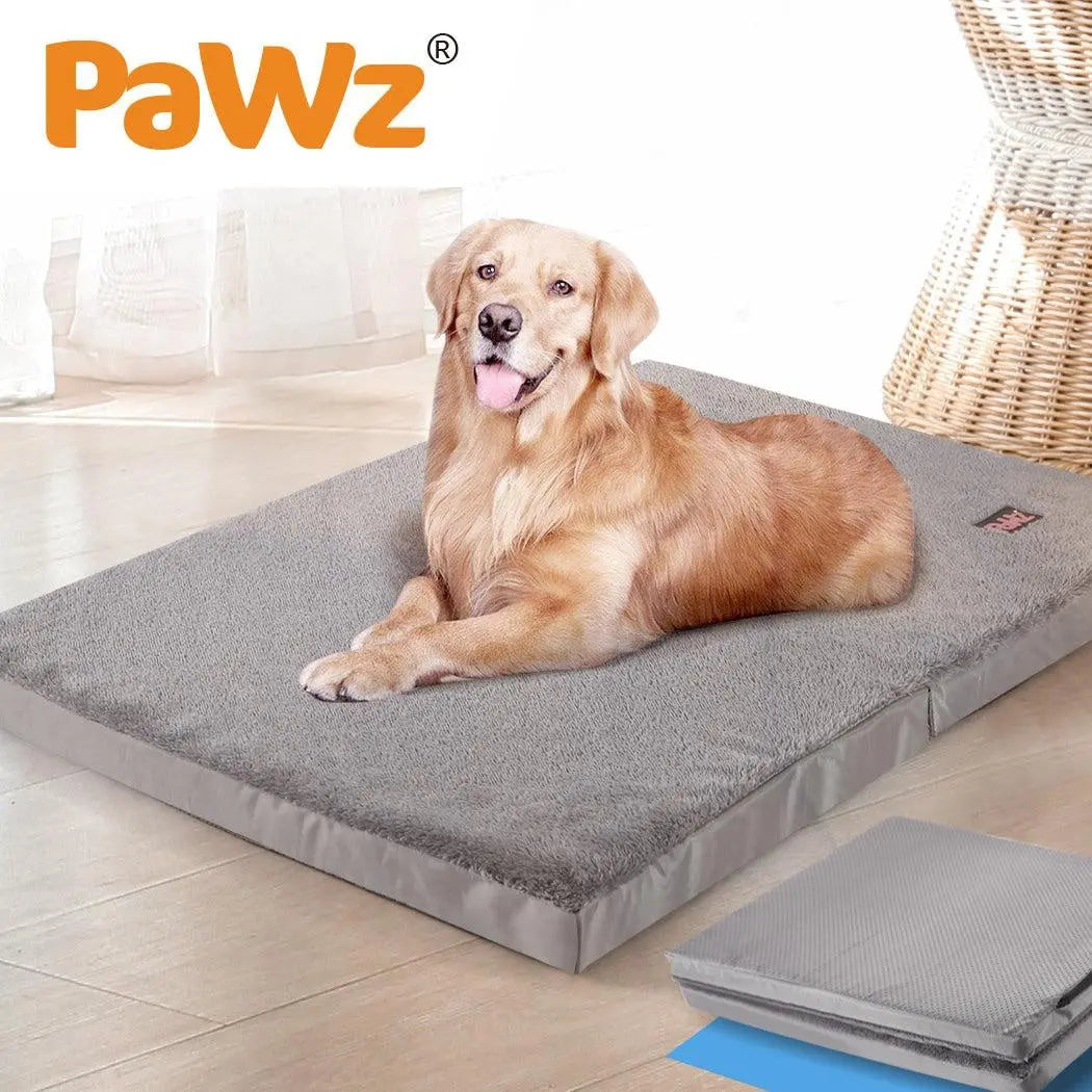 PaWz Foldable Dog Bed in black, featuring soft plush surface and portable design, ideal for travel and home use.
