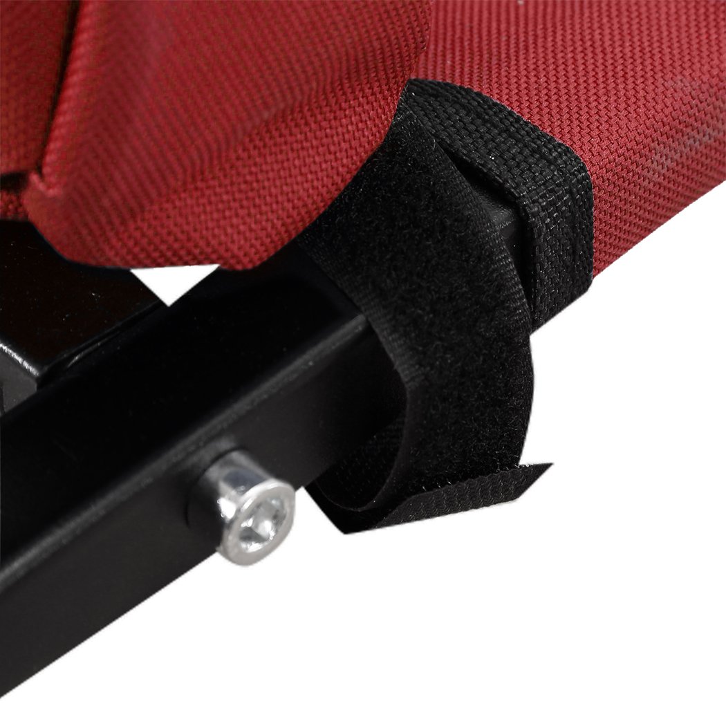 PaWz Pet Bed featuring a heavy-duty steel frame and weatherproof red cover, designed for comfort and safety for dogs and puppies.