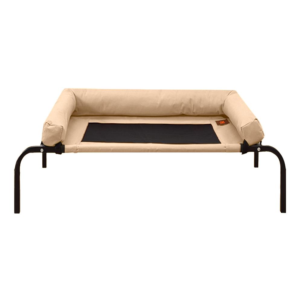 PaWz Pet Bed featuring a heavy-duty steel frame and weatherproof cover, designed for comfort and safety for dogs and puppies.