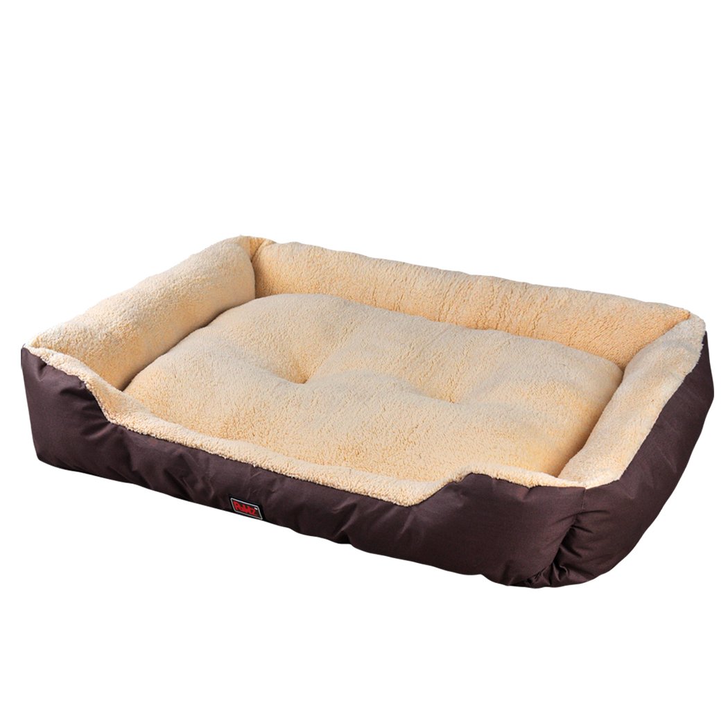 PaWz Pet Bed Mattress in brown color, featuring ultra-soft fleece lining and durable poly-canvas exterior, designed for dogs and cats.