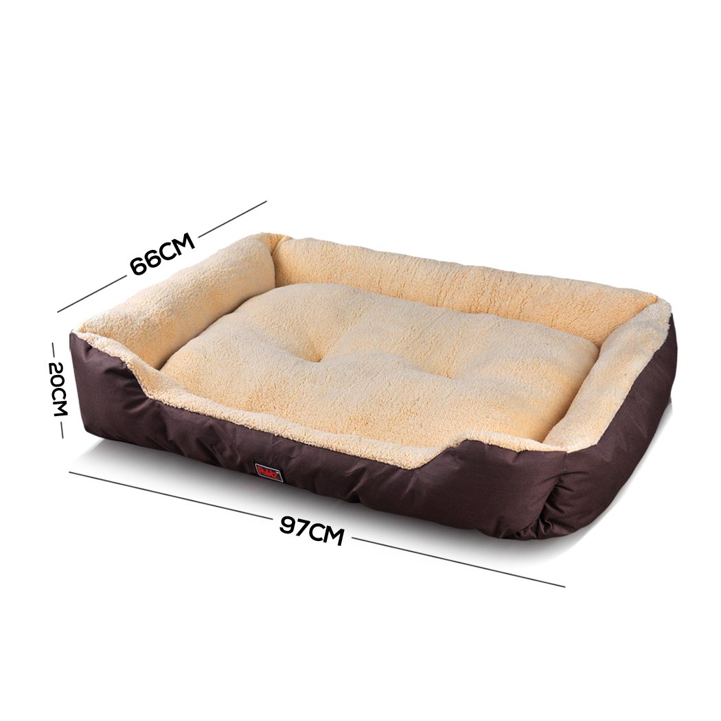 PaWz Pet Bed Mattress in brown color, featuring ultra-soft fleece lining and durable poly-canvas exterior, designed for dogs and cats.