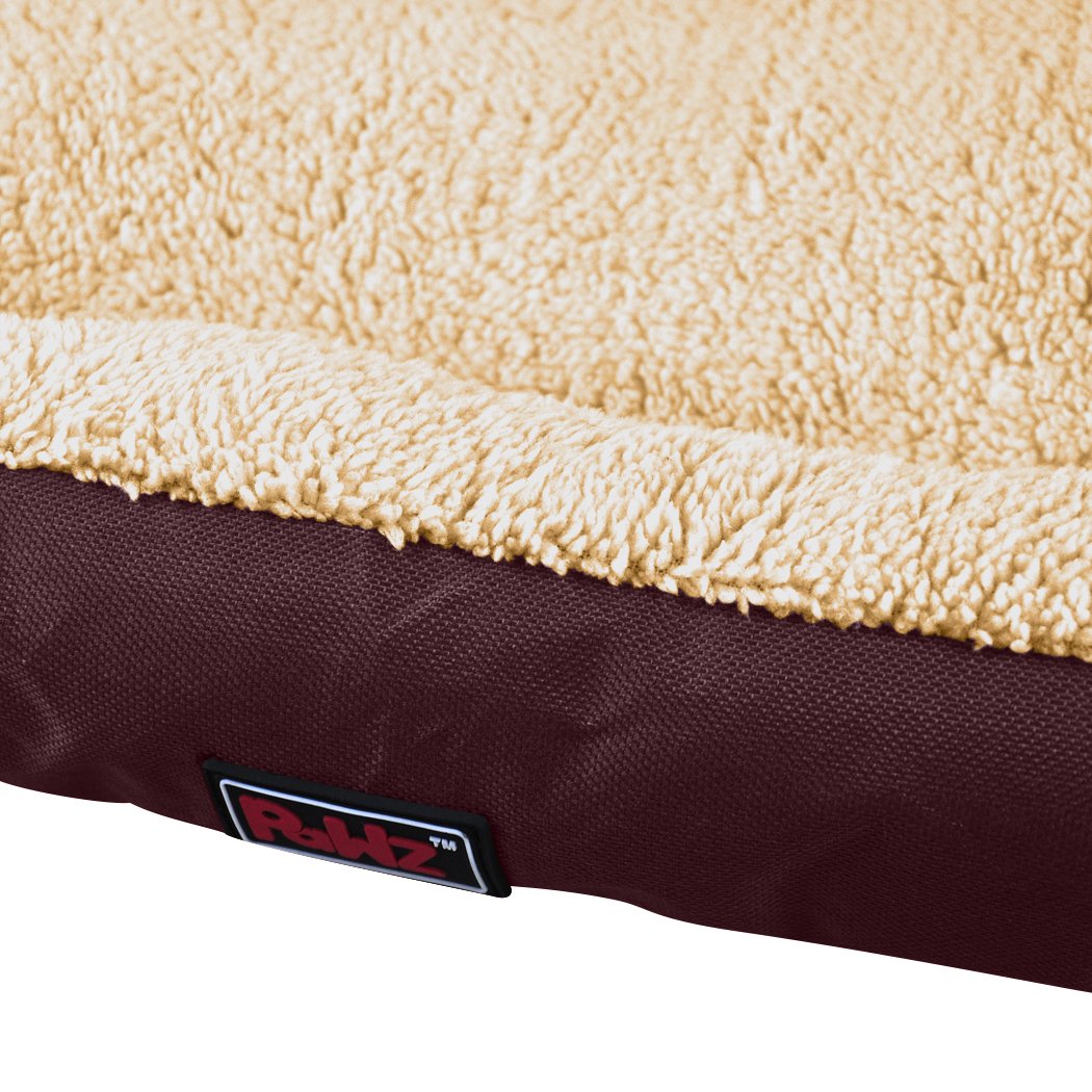 PaWz Pet Bed Mattress in brown color, featuring ultra-soft fleece lining and durable poly-canvas exterior, designed for dogs and cats.