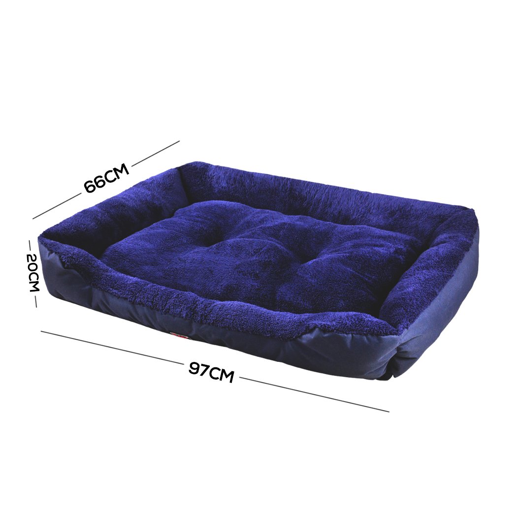PaWz Pet Bed Mattress in blue, featuring soft fleece lining and durable poly-canvas exterior, perfect for dogs and cats.