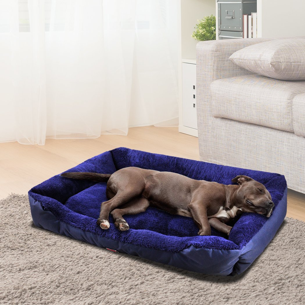 PaWz Pet Bed Mattress in blue, featuring soft fleece lining and durable poly-canvas exterior, perfect for dogs and cats.