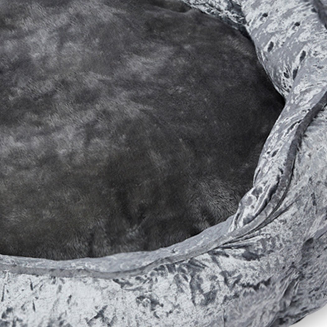 PaWz Pet Bed Set featuring a quilted blanket, soft plush bed, and a squeaky toy in grey color, designed for ultimate pet comfort.