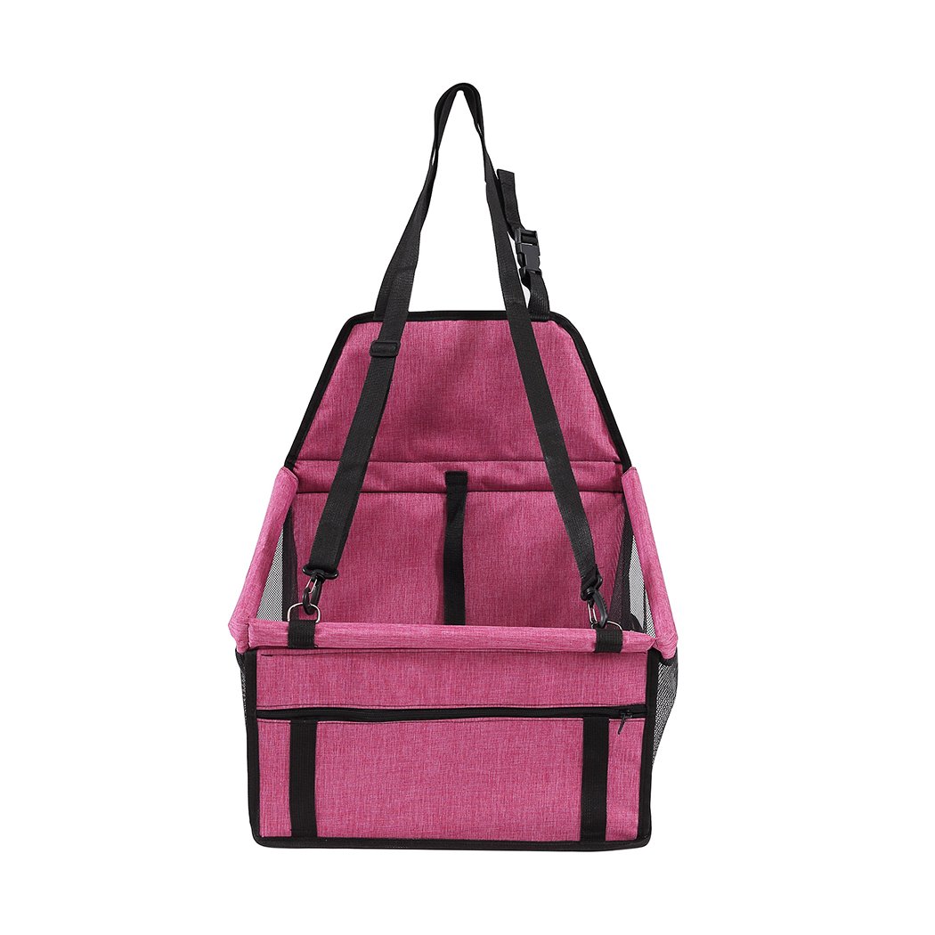 PaWz Pet Car Booster Seat in red, designed for safe travel with pets, featuring durable fabric and breathable mesh.