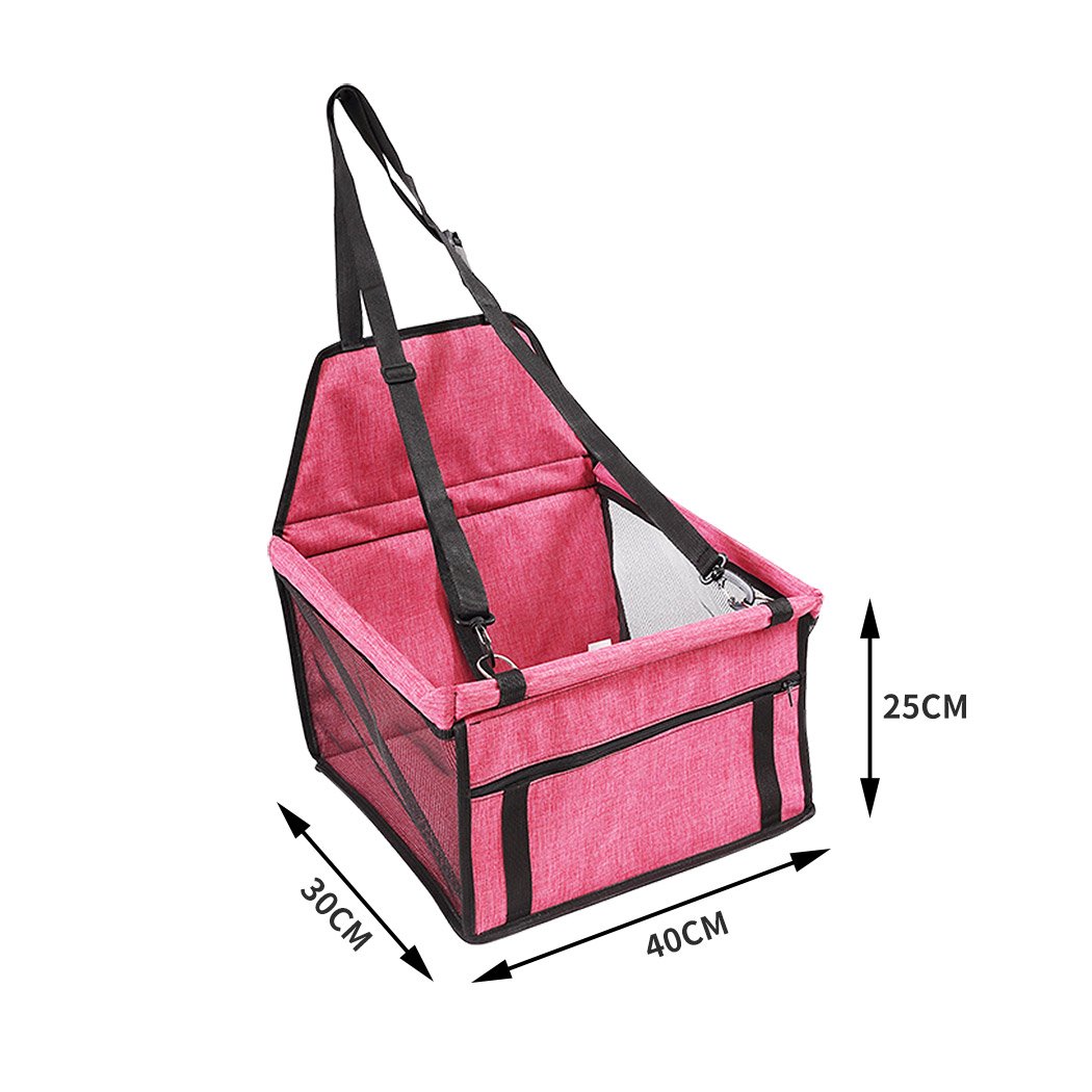 PaWz Pet Car Booster Seat in red, designed for safe travel with pets, featuring durable fabric and breathable mesh.