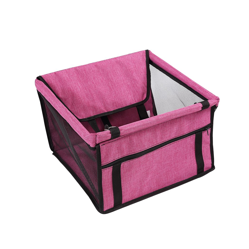 PaWz Pet Car Booster Seat in red, designed for safe travel with pets, featuring durable fabric and breathable mesh.