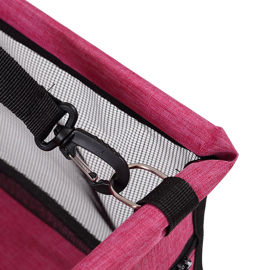 PaWz Pet Car Booster Seat in red, designed for safe travel with pets, featuring durable fabric and breathable mesh.