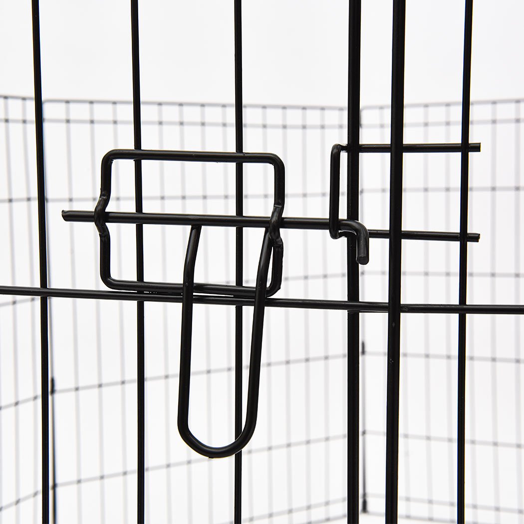 PaWz Pet Dog Cage Crate, a portable metal kennel with a plush bed, designed for safety and comfort for pets.