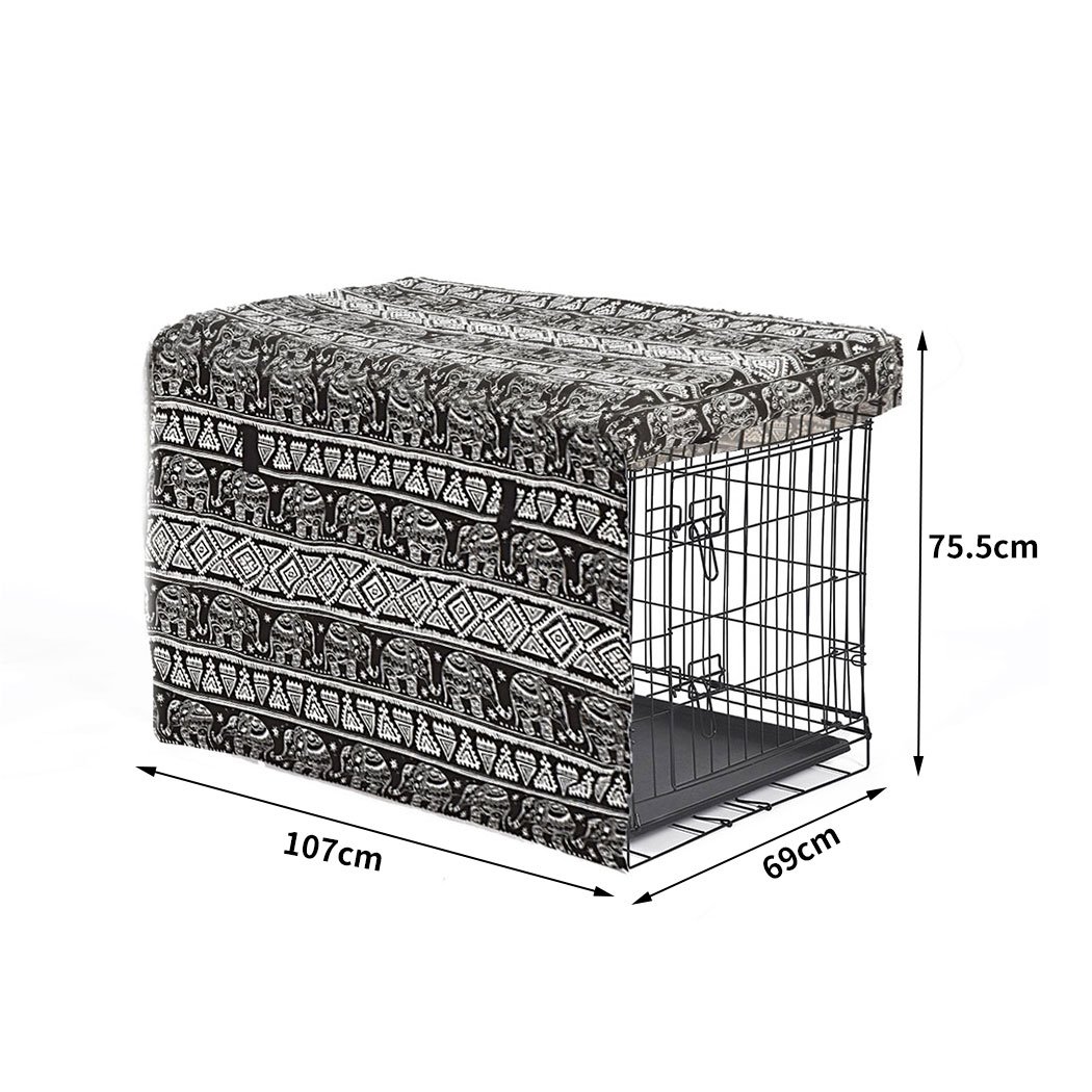 PaWz Pet Dog Cage Crate Metal Carrier in black, featuring a foldable design, double doors, and a plush pet bed inside.