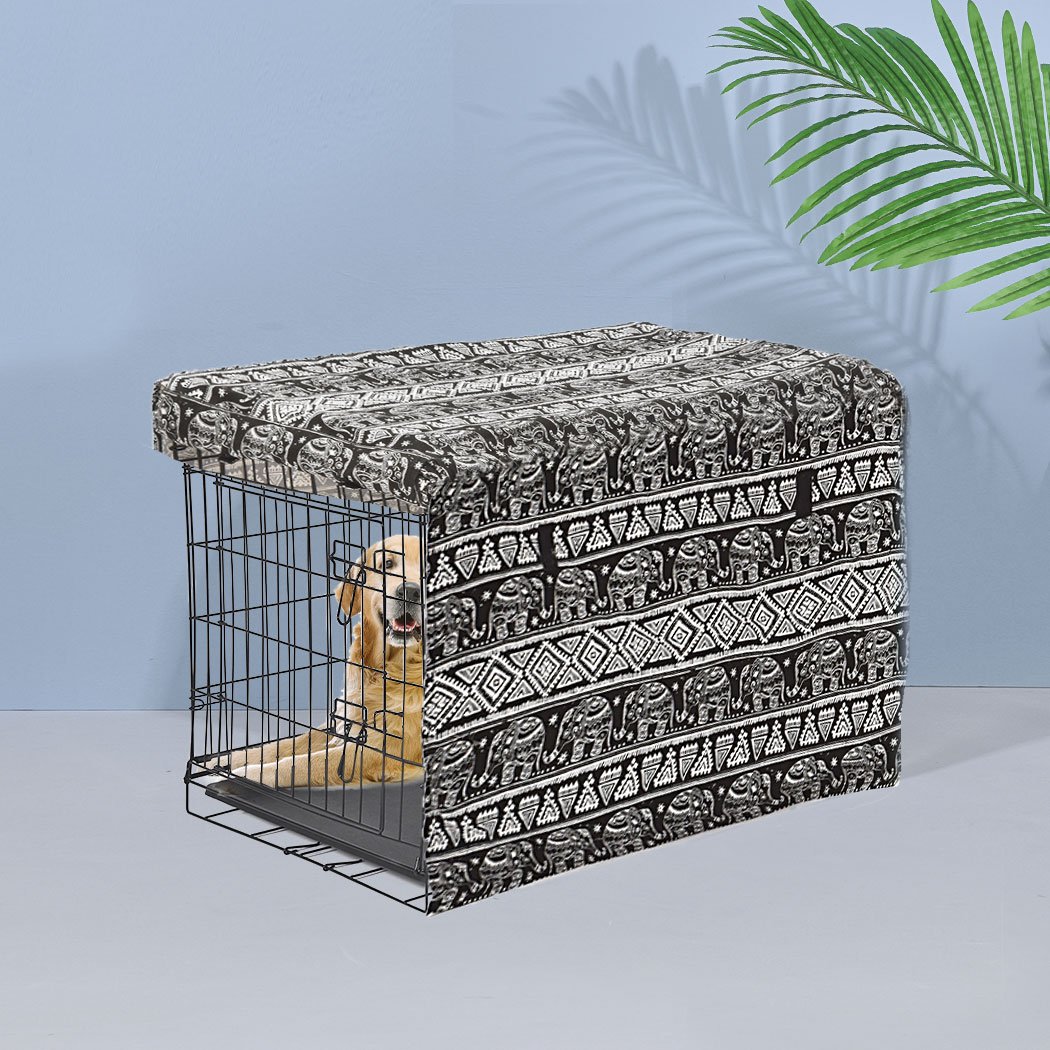 PaWz Pet Dog Cage Crate Metal Carrier in black, featuring a foldable design, double doors, and a plush pet bed inside.