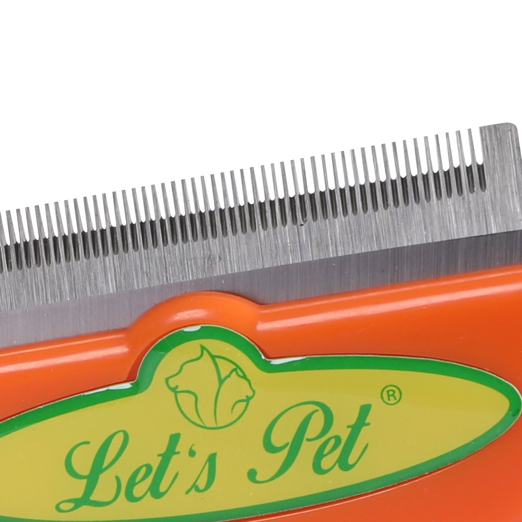 PaWz Pet Dog Cat Comb Massager Grooming Brush with stainless steel teeth and non-slip handle, designed for effective pet grooming.