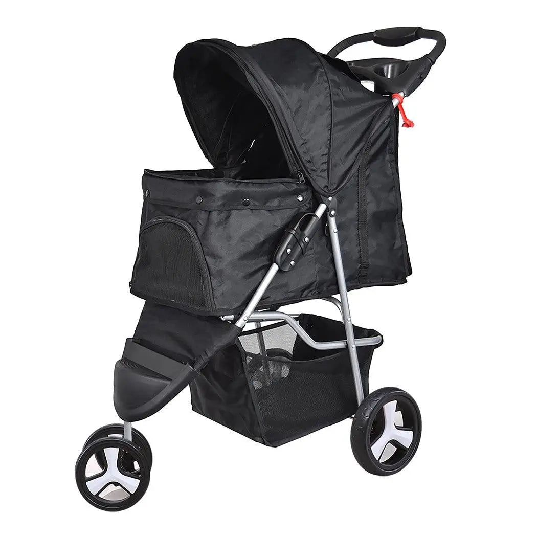 PaWz Pet Stroller featuring three wheels, waterproof Oxford cloth, and a cozy interior for dogs and cats.