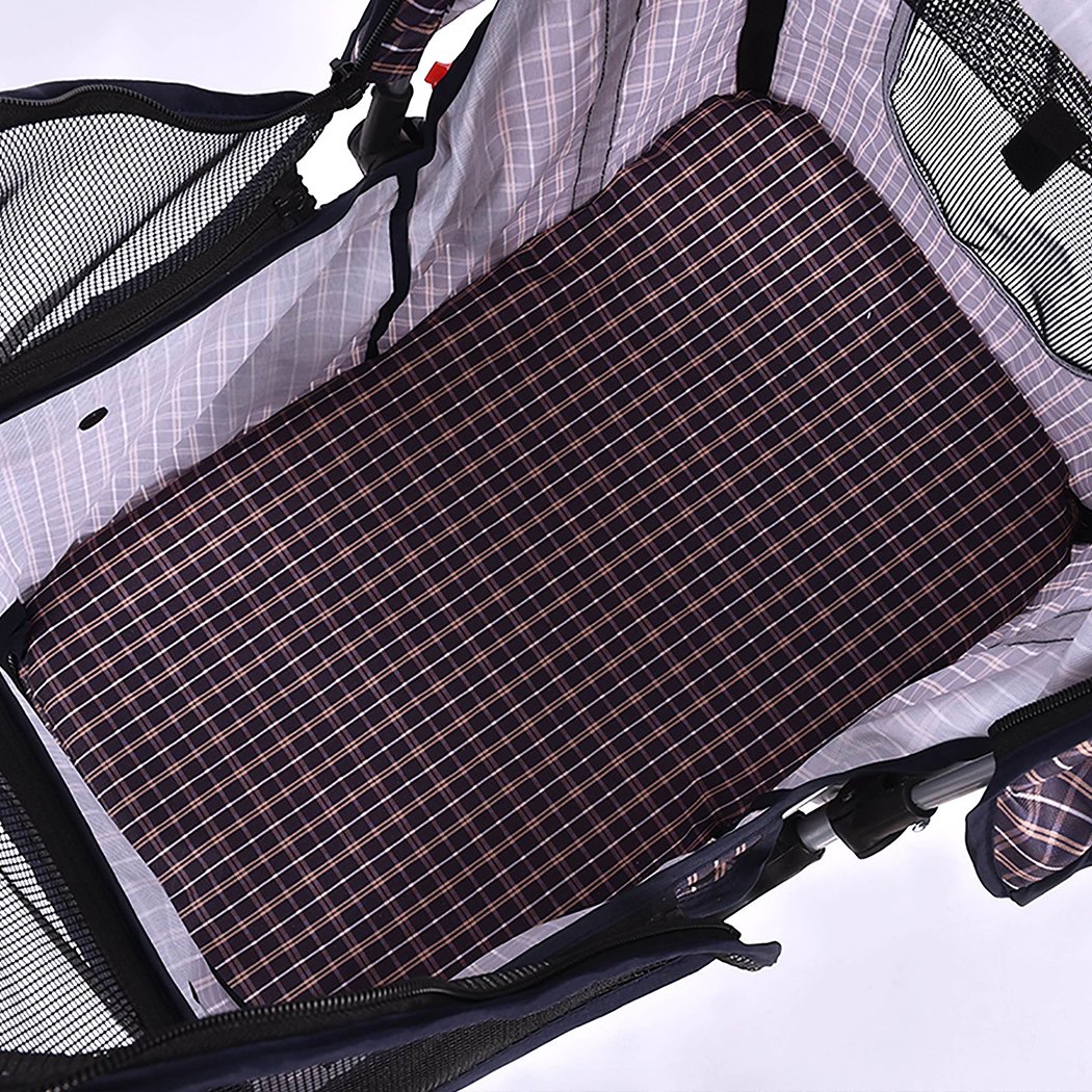 PaWz Pet Stroller featuring a plaid design, waterproof Oxford cloth, and 360° rotatable front wheels, ideal for dogs and cats.