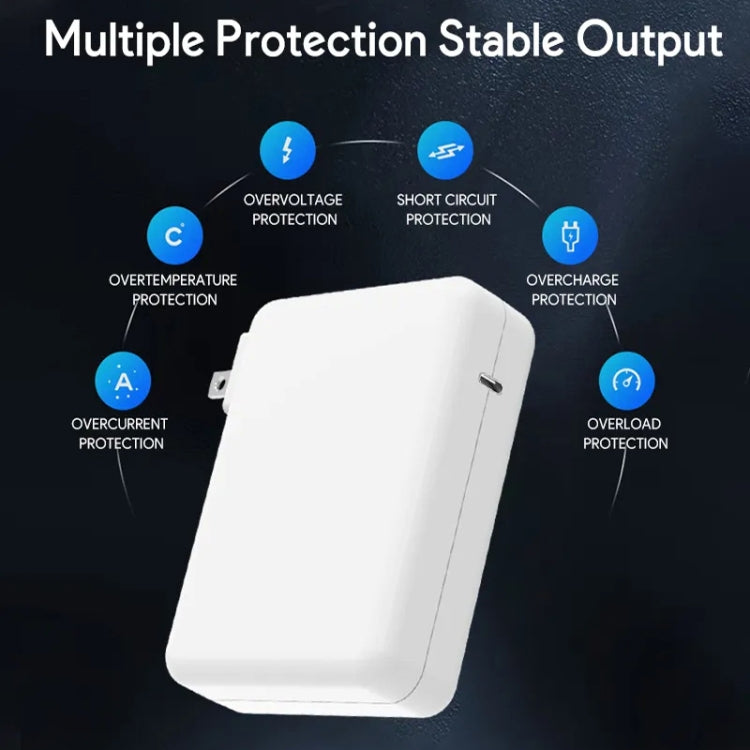 PD3.1 140W USB-C PD Laptop Power Adapter with 2m USB-C to USB-C cable, designed for fast charging of laptops and tablets.