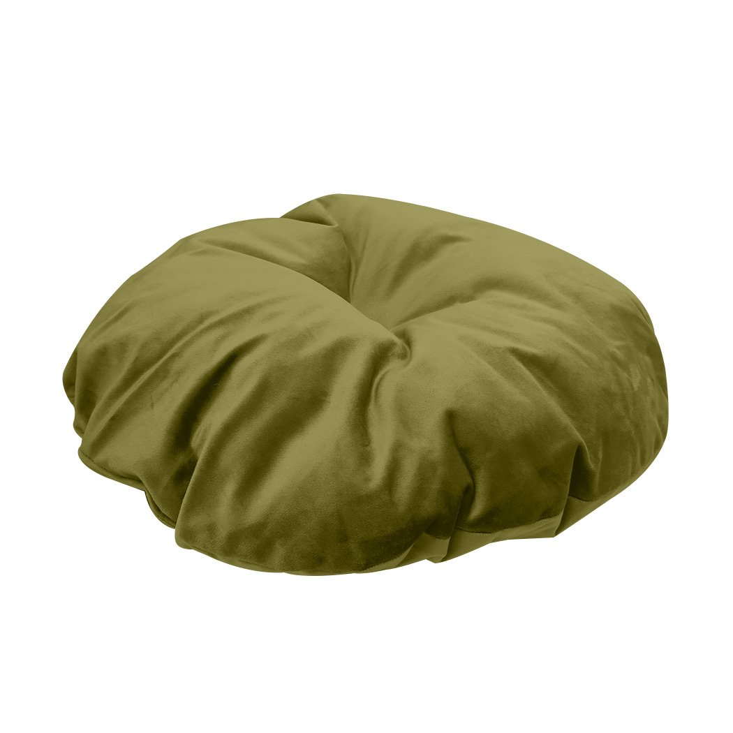 Cozy green pet bed designed as a cave and donut shape for cats, made from soft flannel material, perfect for winter comfort.
