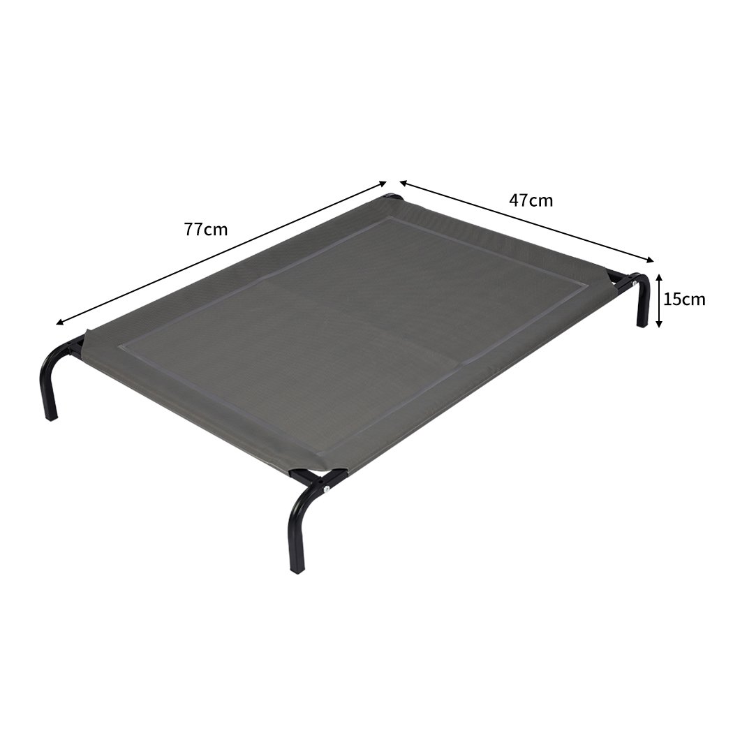 Grey Pet Bed Dog Beds Bedding Sleeping Non-toxic Heavy Trampoline, featuring a breathable mesh surface and sturdy steel frame for pet comfort.