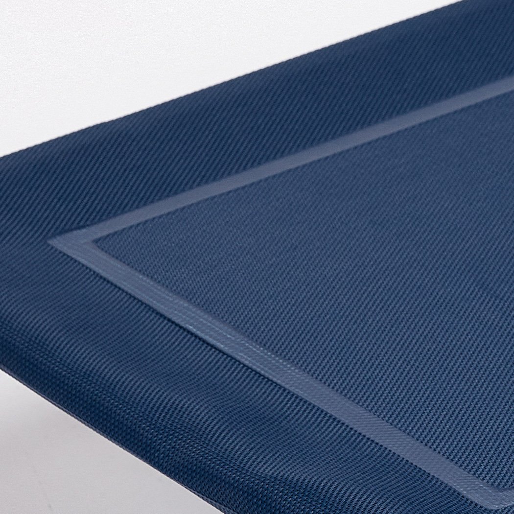 Close-up of blue rectangular mat.
