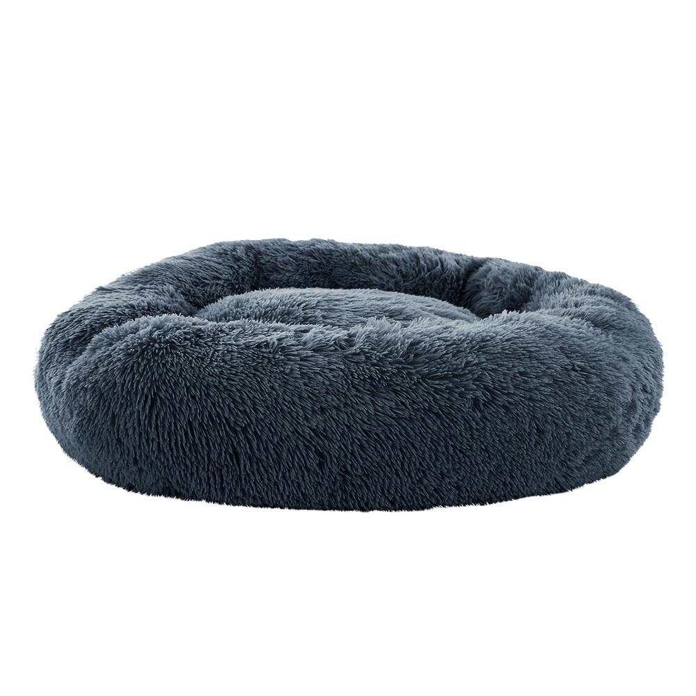 Large dark grey pet bed for dogs and cats, featuring a soft and durable design with a non-slip base and removable cover.