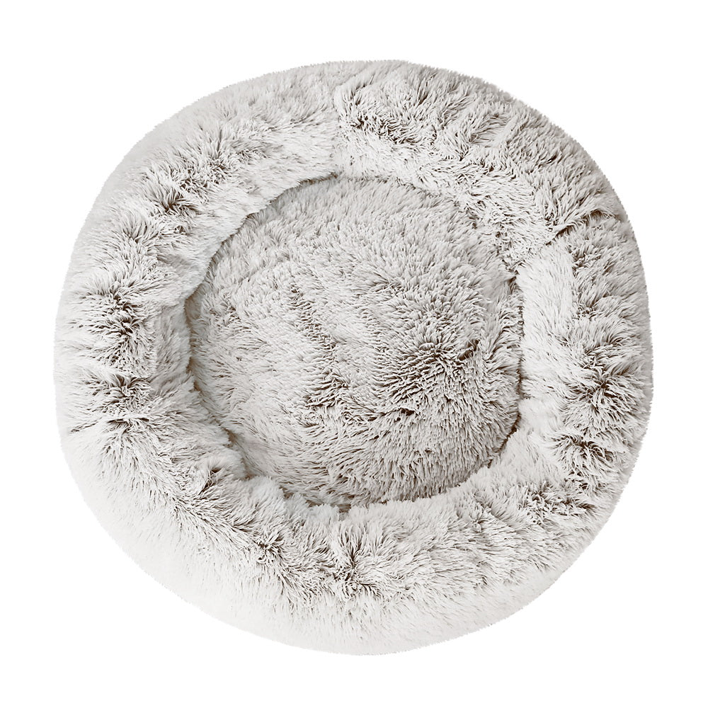 Large 90cm white pet bed for dogs and cats, featuring a soft, durable design with a non-slip base and removable cover.