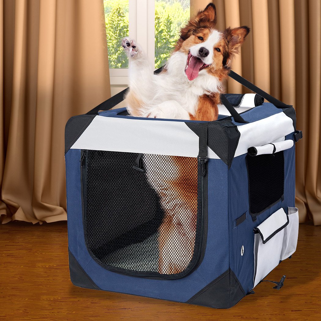 Spacious Pet Carrier Bag for dogs and puppies, featuring a ventilated canopy and durable design, perfect for outdoor travel.
