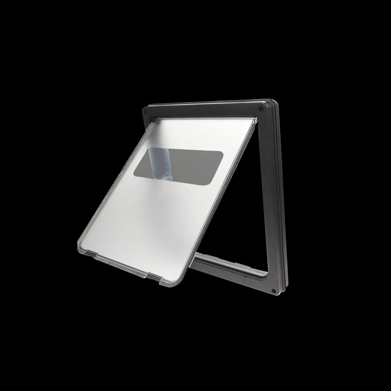 Pet Cat Dog Safe Security Flap Locking Door in black, featuring a two-way locking system and magnetic closure for easy pet access.