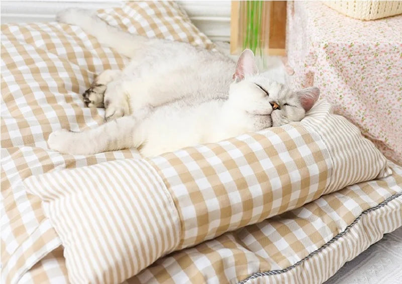 Cozy Pet Dog Bed Soft Lounger designed for dogs and cats, featuring plush PP cotton material and a stylish design.