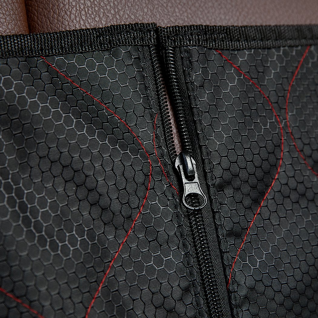 Premium waterproof pet seat cover for cars, featuring a zippered middle panel and anti-slip design, suitable for dogs and cats.