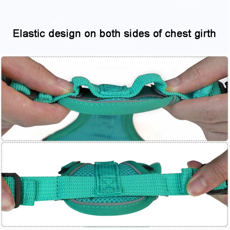 Reflective Pet Vest Harness with Traction Rope Set for Dogs and Cats, featuring breathable mesh fabric and adjustable straps for comfort and safety.