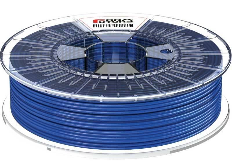 FormFortura HDGlass PETG filament in a clear spool, showcasing its high transparency and glossy finish, ideal for 3D printing.