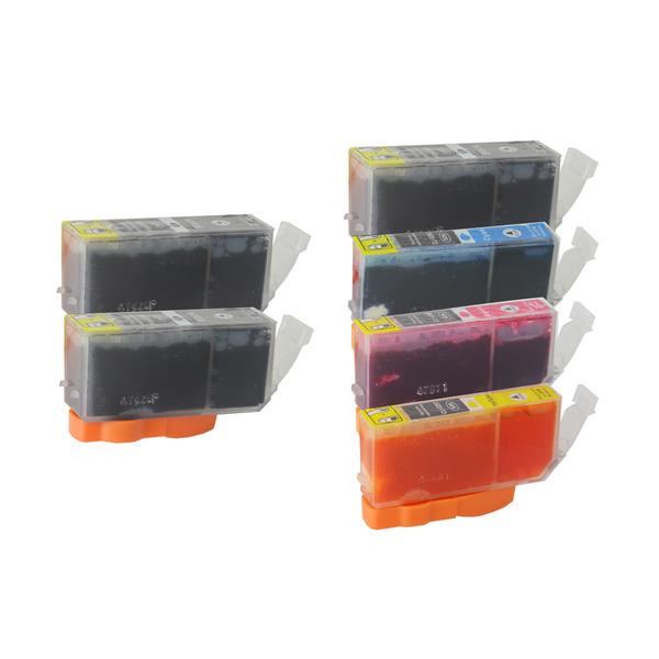 PGI-525 Compatible Inkjet Set featuring six cartridges including black, cyan, magenta, yellow, and additional black for vibrant printing.