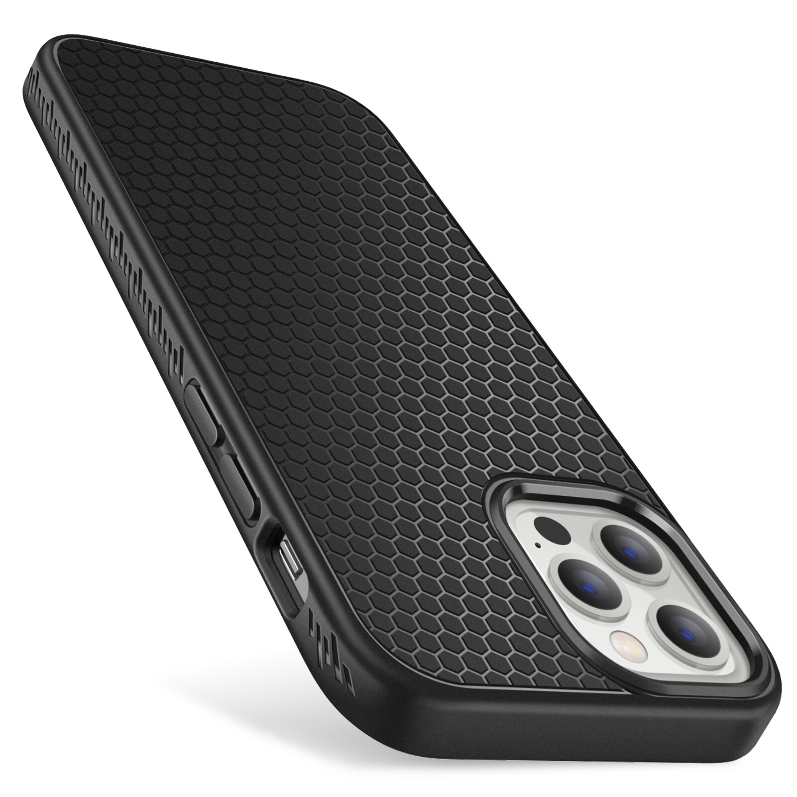 Slim soft TPU matte phone case for iPhone 12/12 Pro, showcasing its shockproof design and precise cutouts.