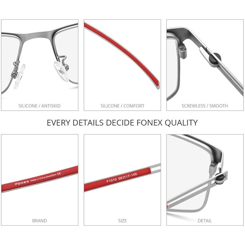 Photochromic gray glasses for men with a titanium alloy square frame, featuring anti-blue light technology and a modern screwless design.