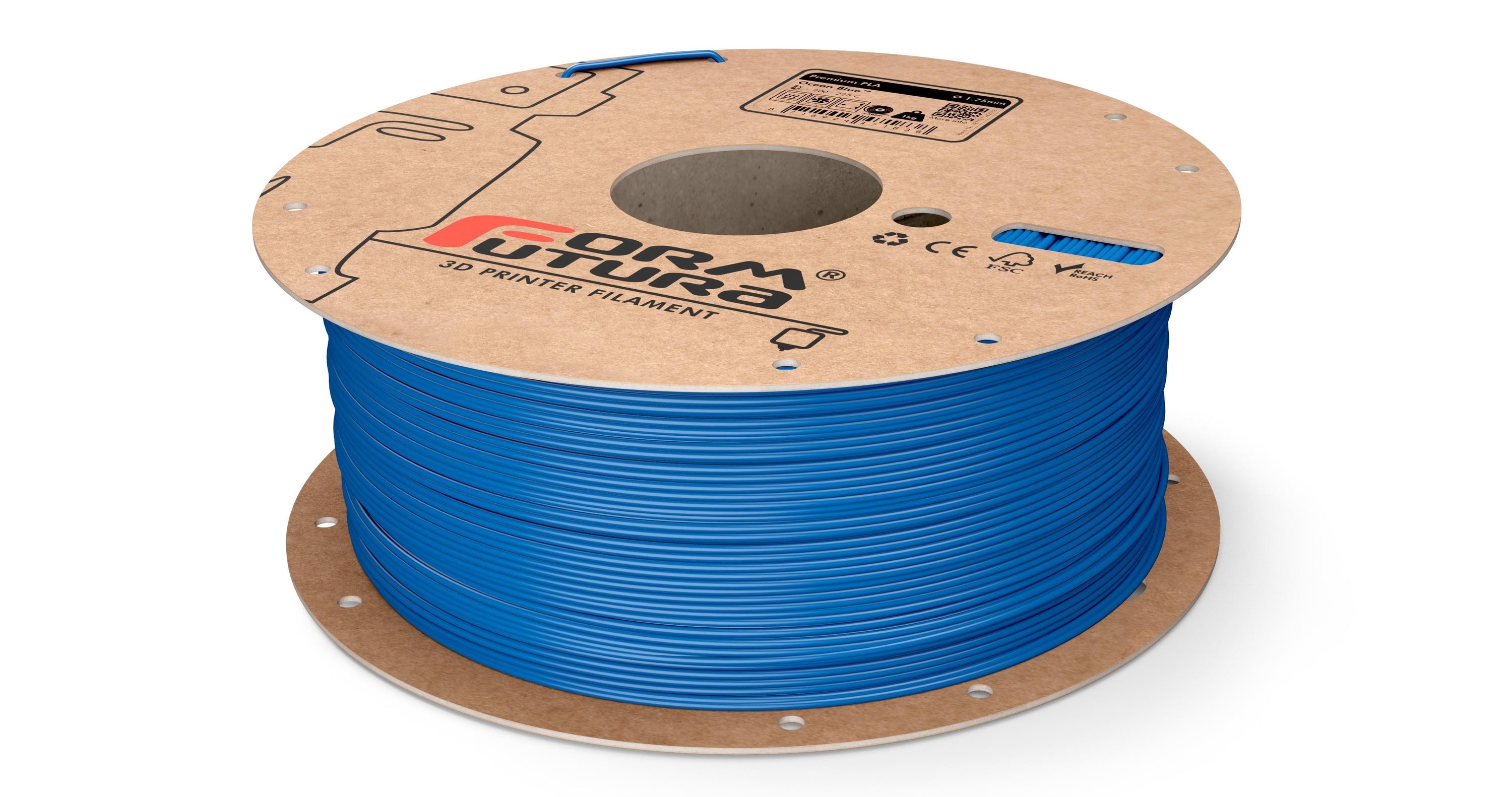 FormFutura Premium PLA filament spools in various colors, showcasing its high quality and eco-friendly properties.