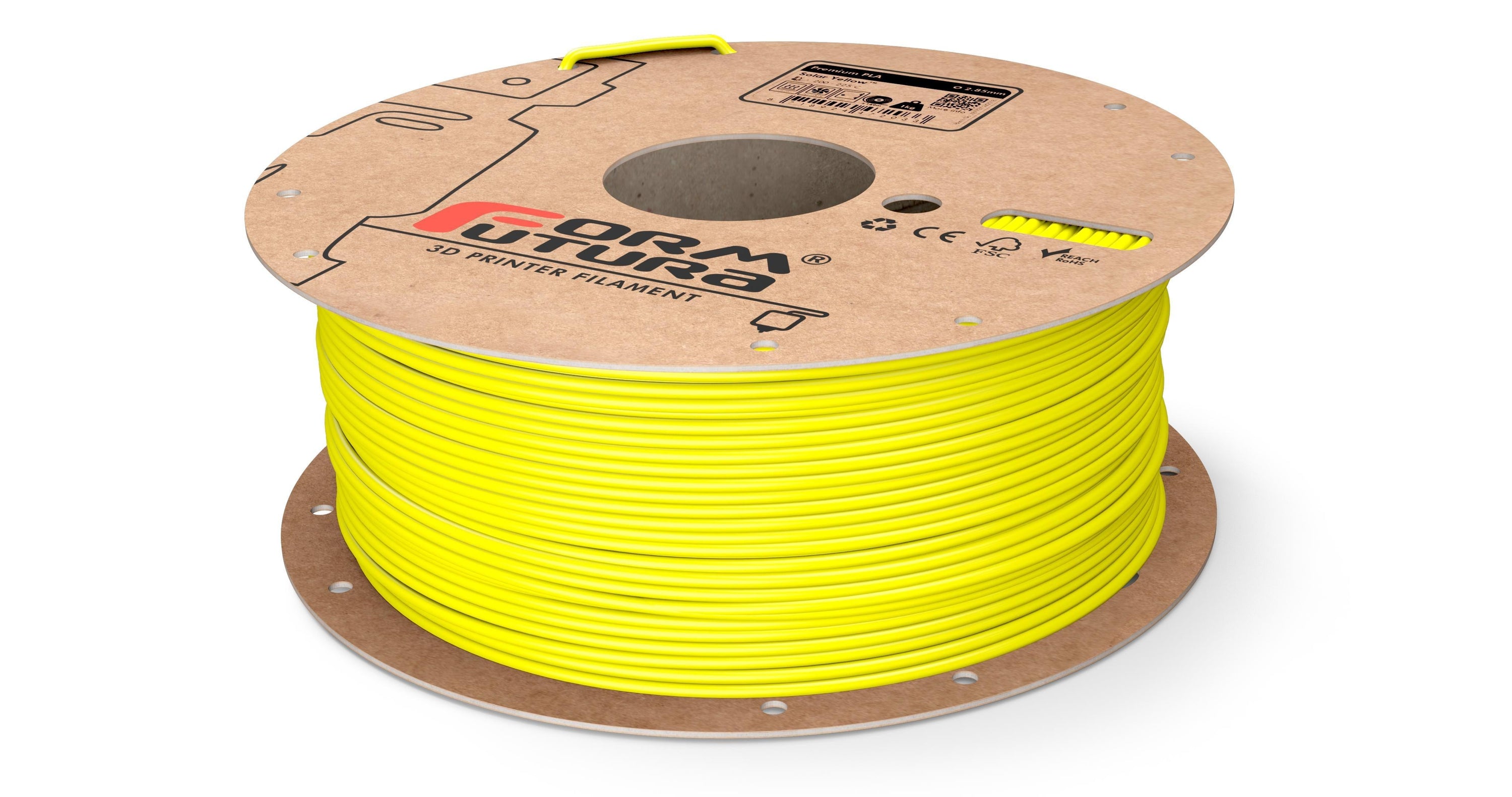 FormFutura Premium PLA filament spools in various colors, showcasing its high quality and eco-friendly properties.