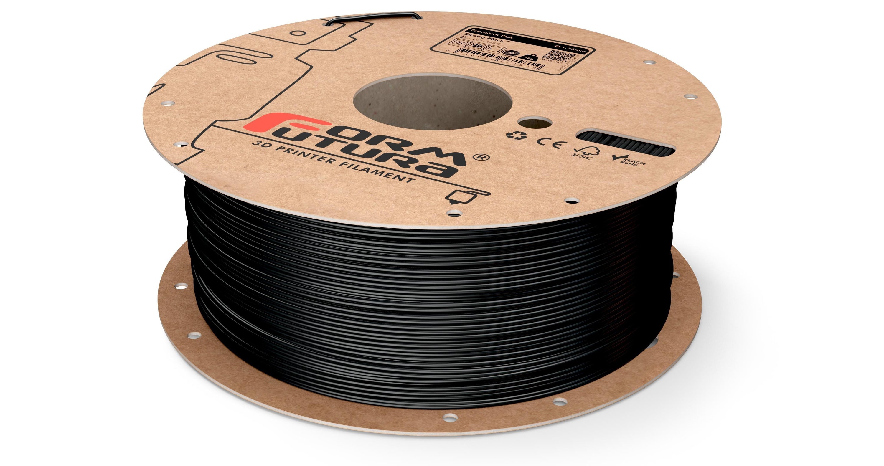 FormFutura Premium PLA filament spools in various colors, showcasing its high quality and eco-friendly properties.