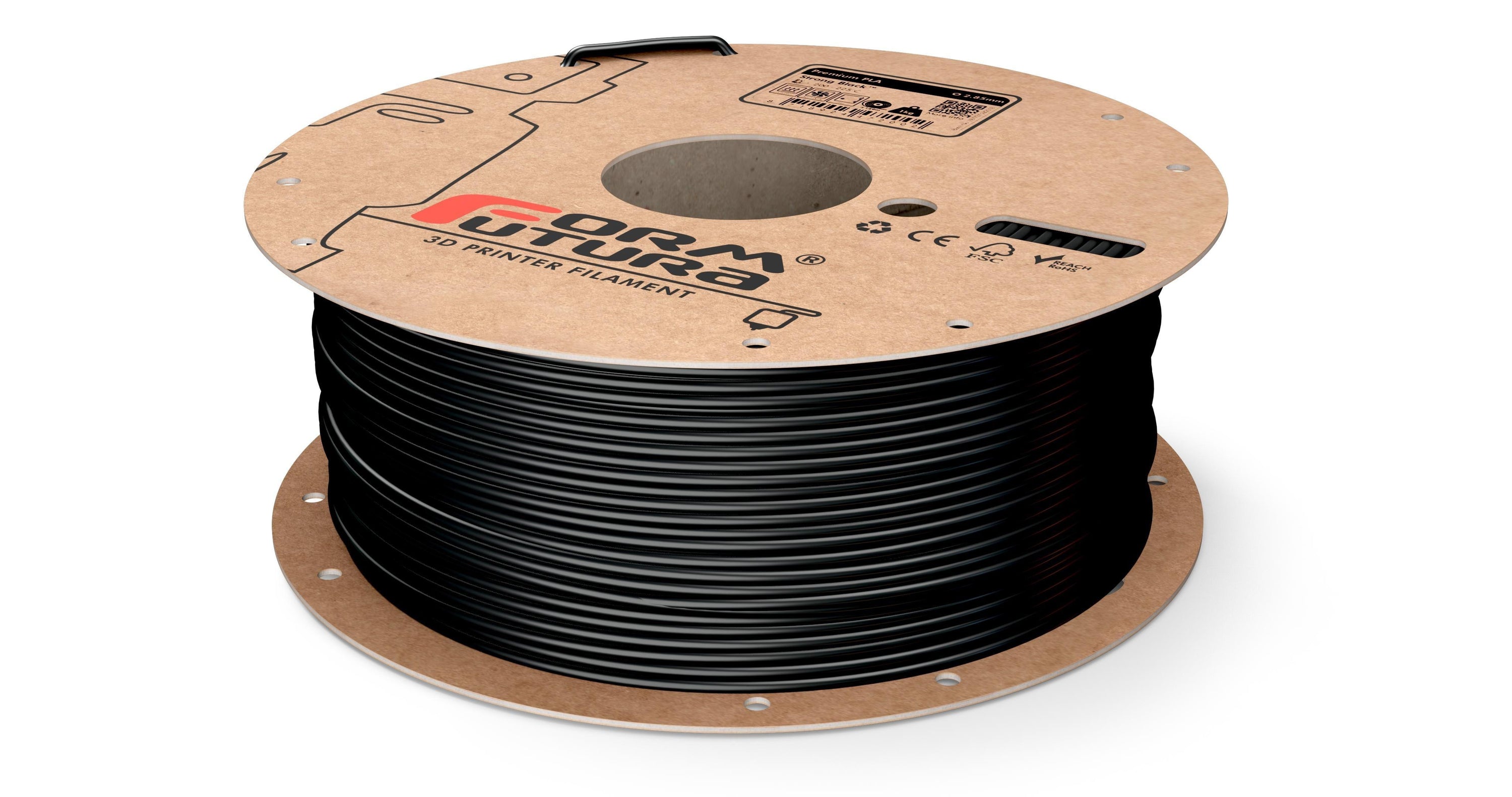 FormFutura Premium PLA filament spools in various colors, showcasing its high quality and eco-friendly properties.